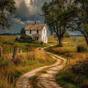 Rustic Farmhouse Wall Art | Country Landscape | Cottage Decor | Digital Download image 1