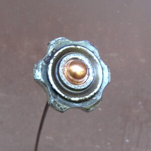 Metal Flower 18" tall:  found object art, industrial flower, Faucet Spigot Art