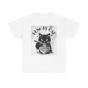 Hungry Cat T-Shirt: Funny Cat Lover Gift, Unisex Cotton Tee