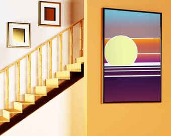 Cool Sunset Printable Art - Travel Inspired Art - Retro 70s Inspired Poster Art - Prints up to 24x36