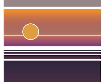 Cool Sunset Printable Art - Travel Inspired Art - Retro 70s Inspired Poster Art