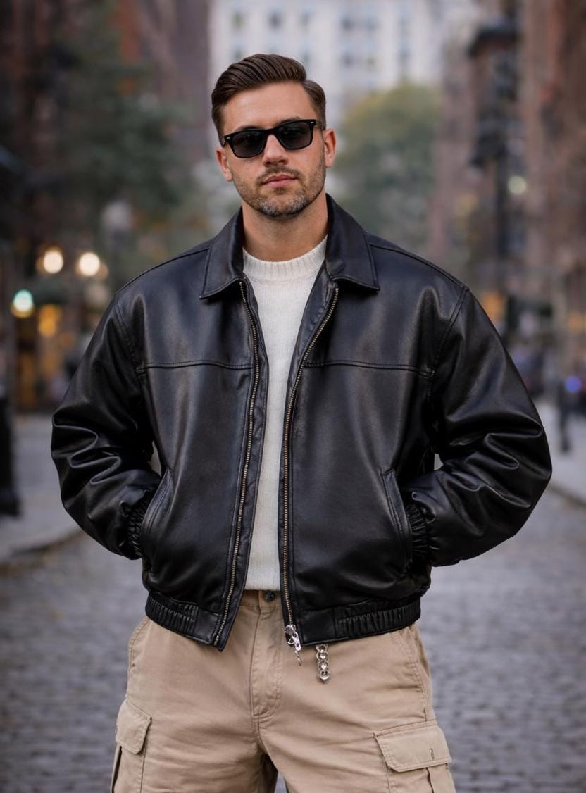 Y2k Leather Zip Jacket - Etsy