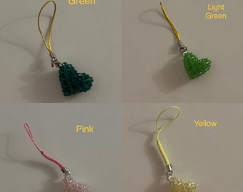 Beaded Crystal Heart with Phone Straps