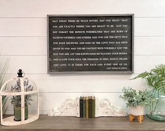 May Today There Be Peace | 24x36 | Custom Framed Wood Sign | St. Theresa