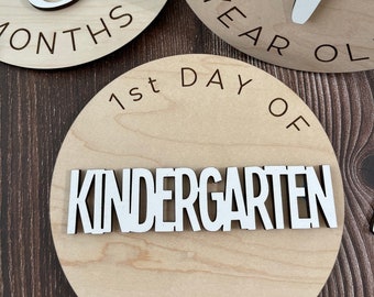 First Day of School Sign - Monthly Milestones - Birthday Sign - All in one and interchangeable - wood sign - Back to School sign