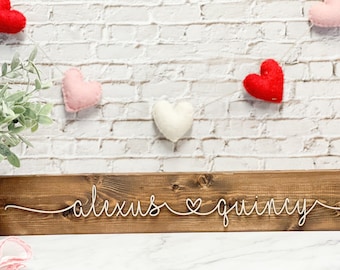 Personalized Couple Names with Heart Valentine's Day Gift, Rustic Personalized Sign, Rustic Wood Personalized Sign, Home Decor, Wedding sign