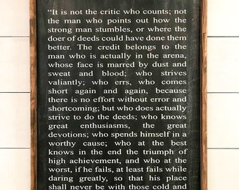 The Man In The Arena | 24x36 | Handcrafted Custom Wood Framed Sign
