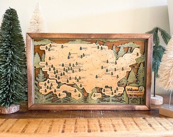 Carte de voyage personnalisée des parcs nationaux des États-Unis, marqueur parcs nationaux, carte de voyage personnalisée des États-Unis, décoration d'intérieur de voyage, panneau en bois de carte des États-Unis