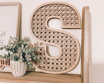 Cane Rattan Letter - Nursery sign - cane alphabet- nursery letter - boho nursery - wicker letter -