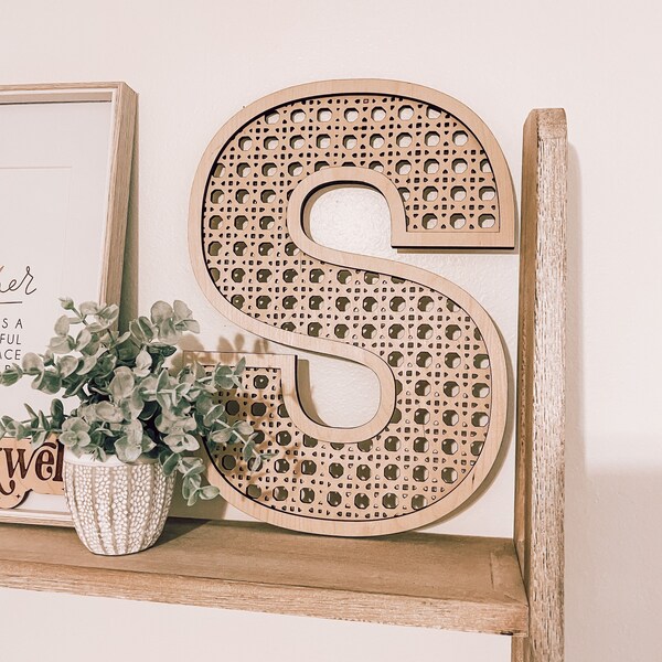 Cane Rattan Letter - Nursery sign - cane alphabet- nursery letter - boho nursery - wicker letter -