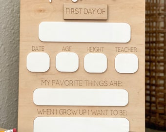 First Day of School sign personalized - All in one and interchangeable - wood sign - Back to School sign