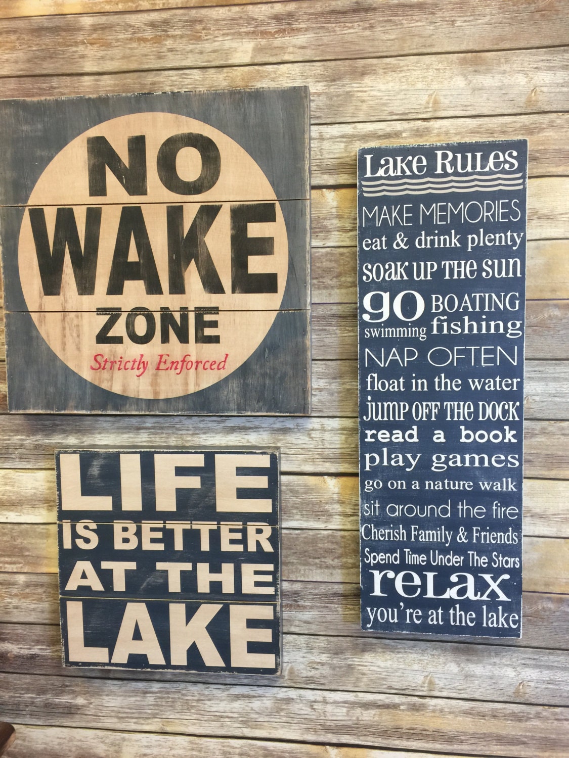 PERSONALIZED Lake Rules 12x36 Handcrafted Framed Wood Sign Etsy