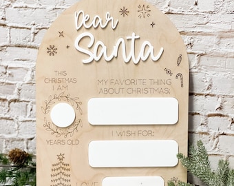 Dear Santa  - wood and acrylic Christmas sign - reusable and erasable - Christmas Santa sign - Christmas Decor - Fast and free shipping