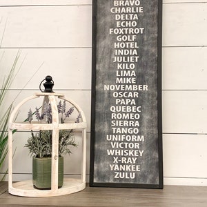 Phonetic Alphabet | 12x36 | Handcrafted Custom Framed Wood Sign