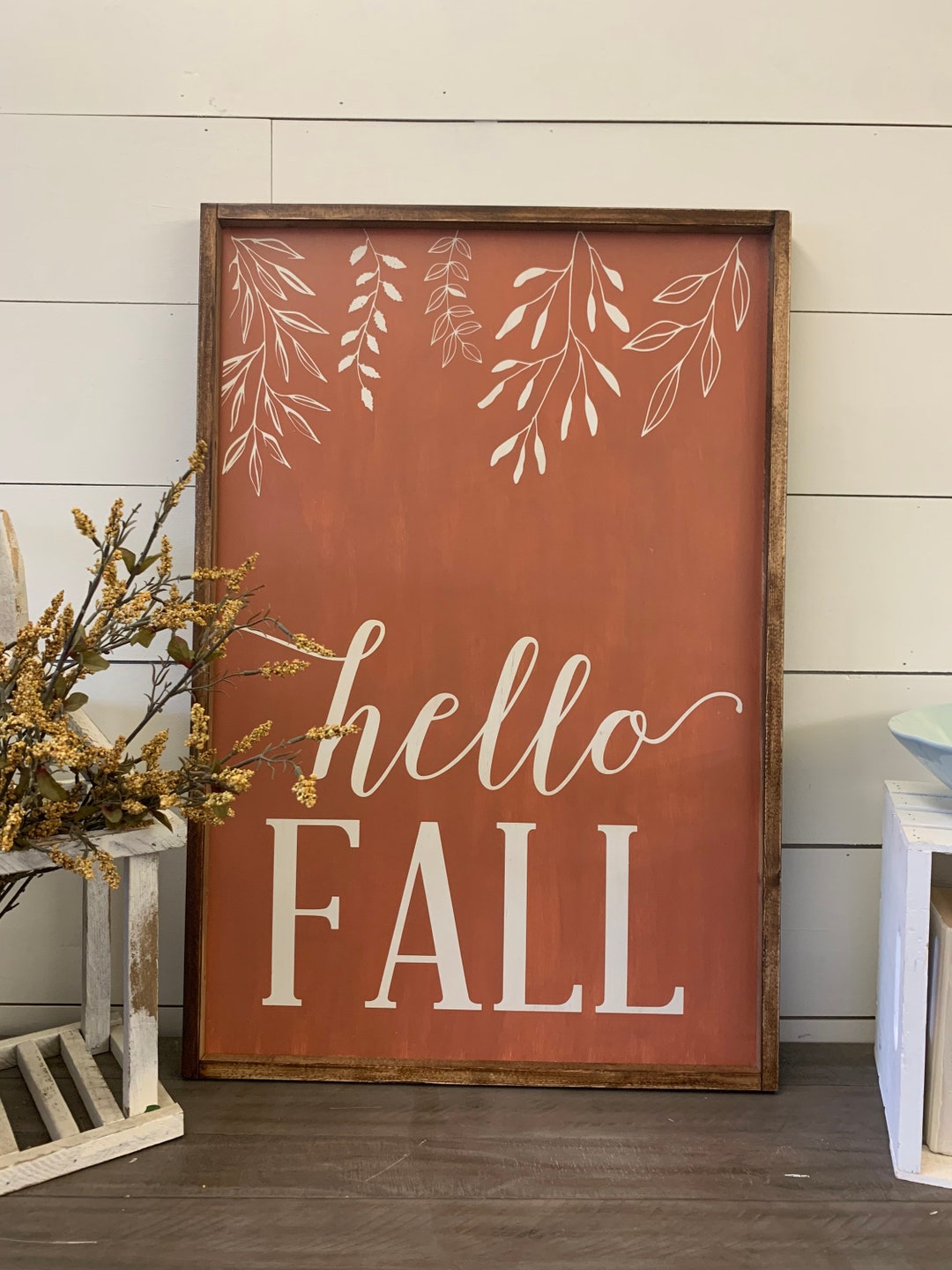 Hello Fall 24x36 Wood Sign. Fall Decor . Custom Colors Available. - Etsy