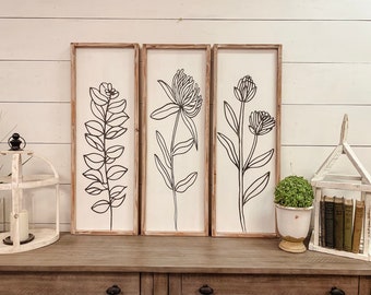 Botanical Sign | 12x36 | Handcrafted Custom Framed Wood Sign | Custom Sign