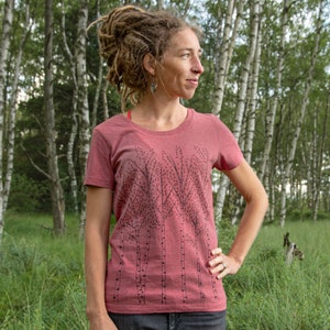 Organic t shirt women / tshirt women birch in heather cranberry