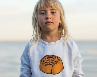 Cinnamon roll sweater children / sweatshirt children Scandi Style in cream heather gray made of organic cotton