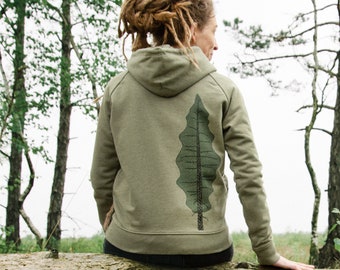 Tanne Hoodie Women / Organic Sweater Women in mid heather khaki