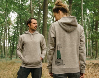 Unisex Hoodie Damen Reisewiesel / Bio Kapuzenpullover für Frauen in grau / Hoodie Damen in wooden heather