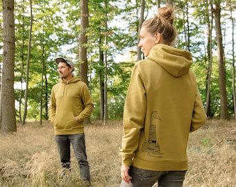 Unisex Hoodie Damen Reisewiesel in olive oil / Bio Kapuzenpullover für Frauen gelb / Hoodie Damen in grün