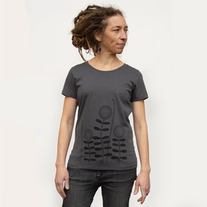 Organic T-Shirt Women Forest flower in anthracite