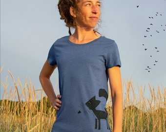 Fuchs T shirt Damen in dark heather indigo / womens clothing / Geschenk für Damen / Tshirt mit Druck / Print T-shirts Tiere