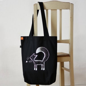 Fox jute bag black / shopper / shopping bag made of organic cotton
