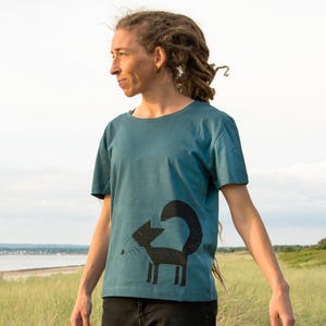 handbedrucktes T Shirt Damen Fuchs  / Damen Tshirts aus bio Baumwolle / womens clothing / Yoga T Shirt