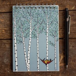 Cuaderno espiral Din A6 con abedules / bloc de notas / cuaderno / diseño sueco / 50 hojas / 10,4 x 14,8 cm