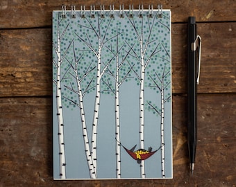 Spiral notebook DIN A6 with birch leaves / notepad / notebook / Swedish design / 50 sheets / 10.4 x 14.8 cm