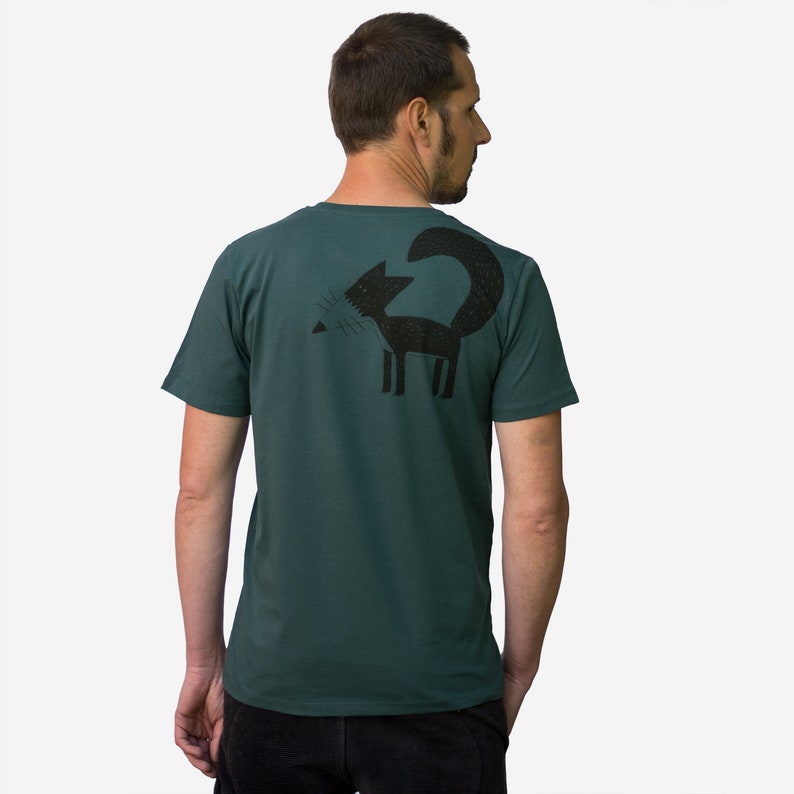 Tshirt Fuchs Herren in blau / T shirt Männer backprint / T Shirt rücken bedruckt / mens clothing Bild 3
