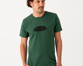 Greta Assel T-shirt men organic in bottle green/ funny T-shirts men / beetle T-shirt men
