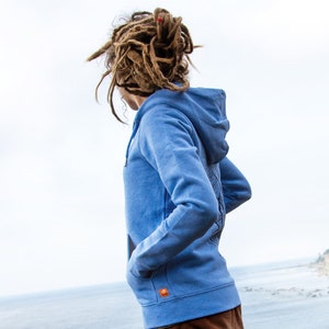 Organic sweat jacket women / hooded jacket women / hoodie women alder with magpie in heather blue image 2