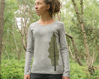 Tanne long sleeve shirt women / organic long sleeve women in heather gray