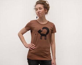 Organic T shirt women / T-shirt women fox in caramel