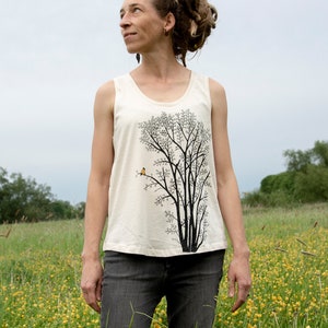 Bio Tank-Top Damen mit Baum / Top Frauen in weiß / Sommer Geschenk für Freundin / tank top mit natur motiv Bild 3