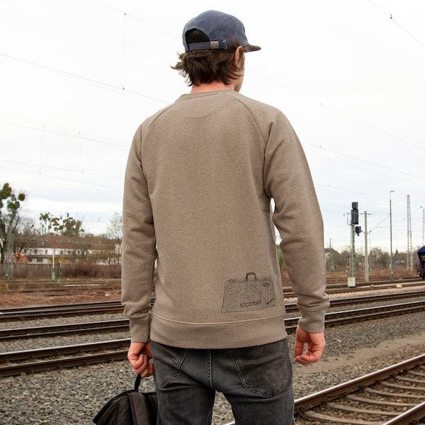 Organic sweater men / sweatshirt men suitcase in heather sand