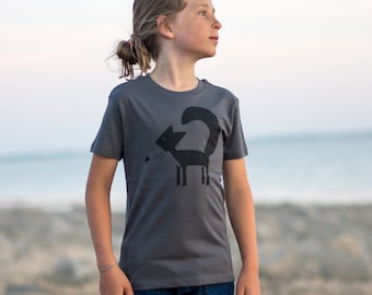 Organic fox tshirt children / t shirt children in anthracite