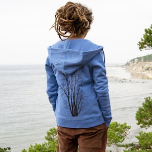 Organic sweat jacket women / hooded jacket women / hoodie women alder with magpie in heather blue image 3