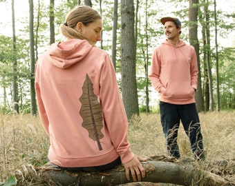 Sweat à capuche bio sapin en argile rose unisexe pour homme et femme / sweat à capuche pour femme et homme / coton 100% biologique