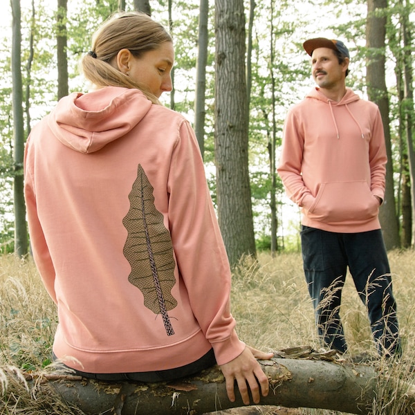 Bio Hoodie Tanne in rose clay unisex für Damen und Herren / Kapuzenpullover Frauen / 100% Biobaumwolle