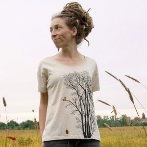 Organic T-shirt women alder with magpie in heather rainbow / women&#39;s top / t-shirts women / T shirt for women / tshirts yoga