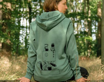 Coffee squirrel women's sweatshirt in green bay – squirrel jacket, coffee hoodie, unisex organic cotton | Cmig