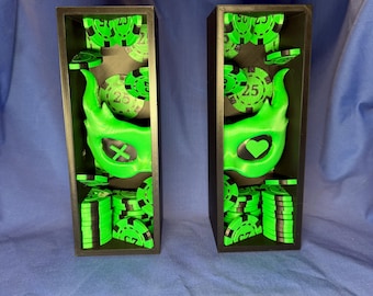 Game On Inspired Book Nook | X-Eye & Heart-Eye | Green/Black | LED backlight is optional