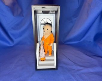 Lighted Trick R Treat inspired Halloween decor, book shelf decoration,