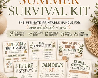 Kit de supervivencia de verano para mamás / Más de 200 actividades, tareas y rutinas (descarga digital)