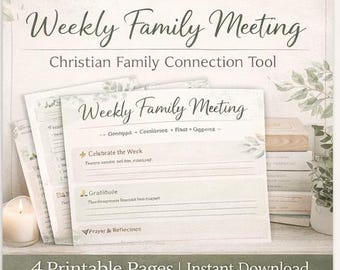 Plantilla imprimible para la reunión familiar semanal / Herramienta de conexión cristiana (descarga digital)