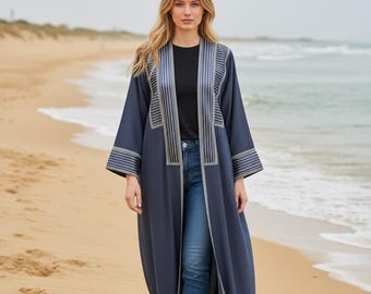 Dark blue Abaya with Saya  – Handmade Modern Style