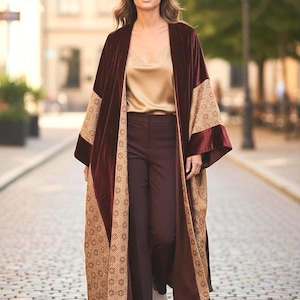 Luxury Burgundy Velvet kimono